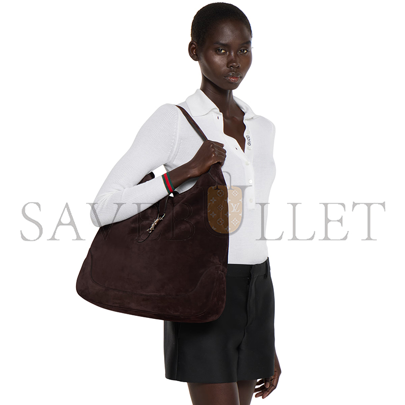 Gvc*1 jackie giorno shoulder bag variationdark brown suede ‎841542 (44*33*7cm)